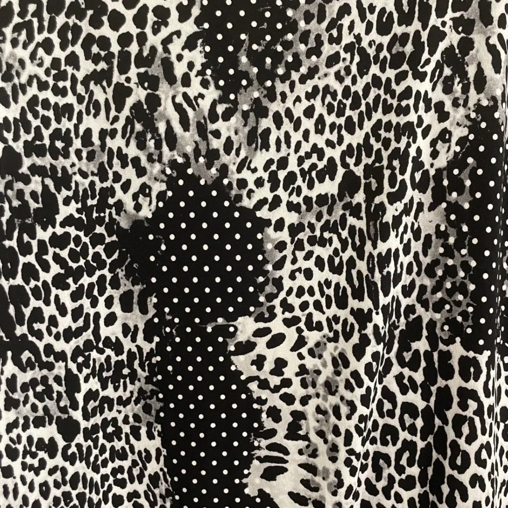 Diana Belle Mixed Print Top Women Large Black White Leopard Polka Dot